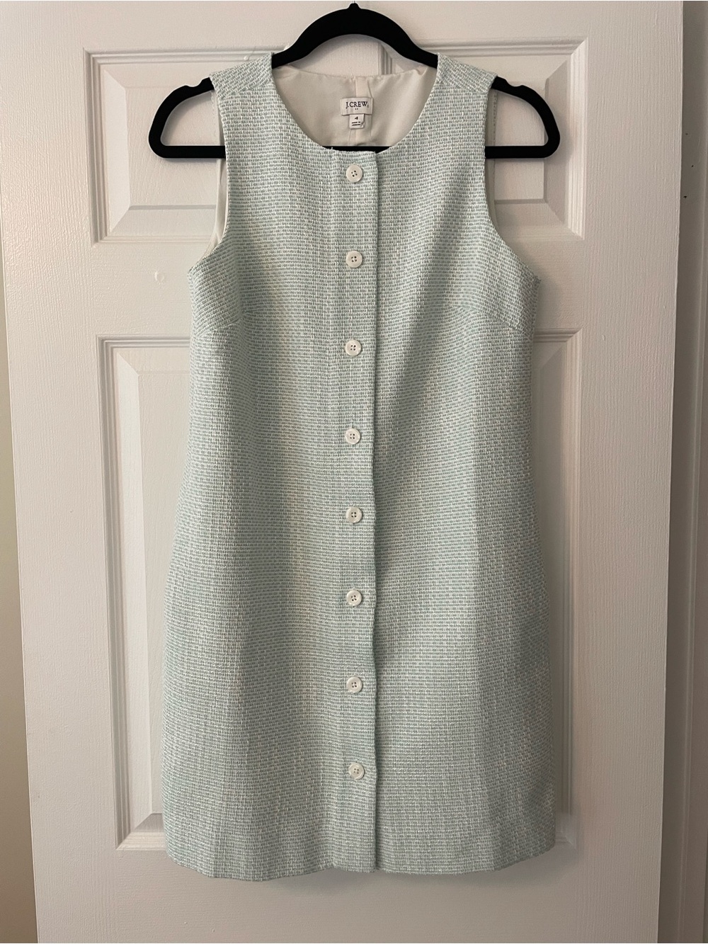 J. Crew Mint Green Textured Button-Front Shift Dress